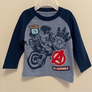 MARVEL Avengers Baby Boy's Raglan Iron Man Long Sleeve Shirt Size 18 Months
